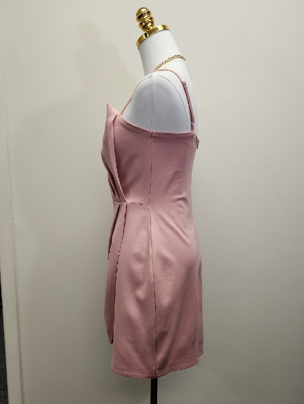 Lulus Pink Satin Slip Mini Dress Draped Bodycon Spaghetti Strap Size Small - Picture 3 of 12